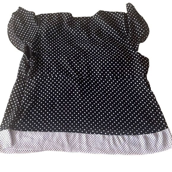Lane Bryant Chiffon Polka Dot Top Blouse Women’s 26/28 Black White - Picture 2 of 6